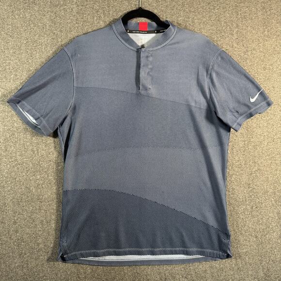 Nike Tiger Woods Polo Mens Medium Blue Dri-FIT Blade Collar Golf CT3799-460 - Picture 11 of 11